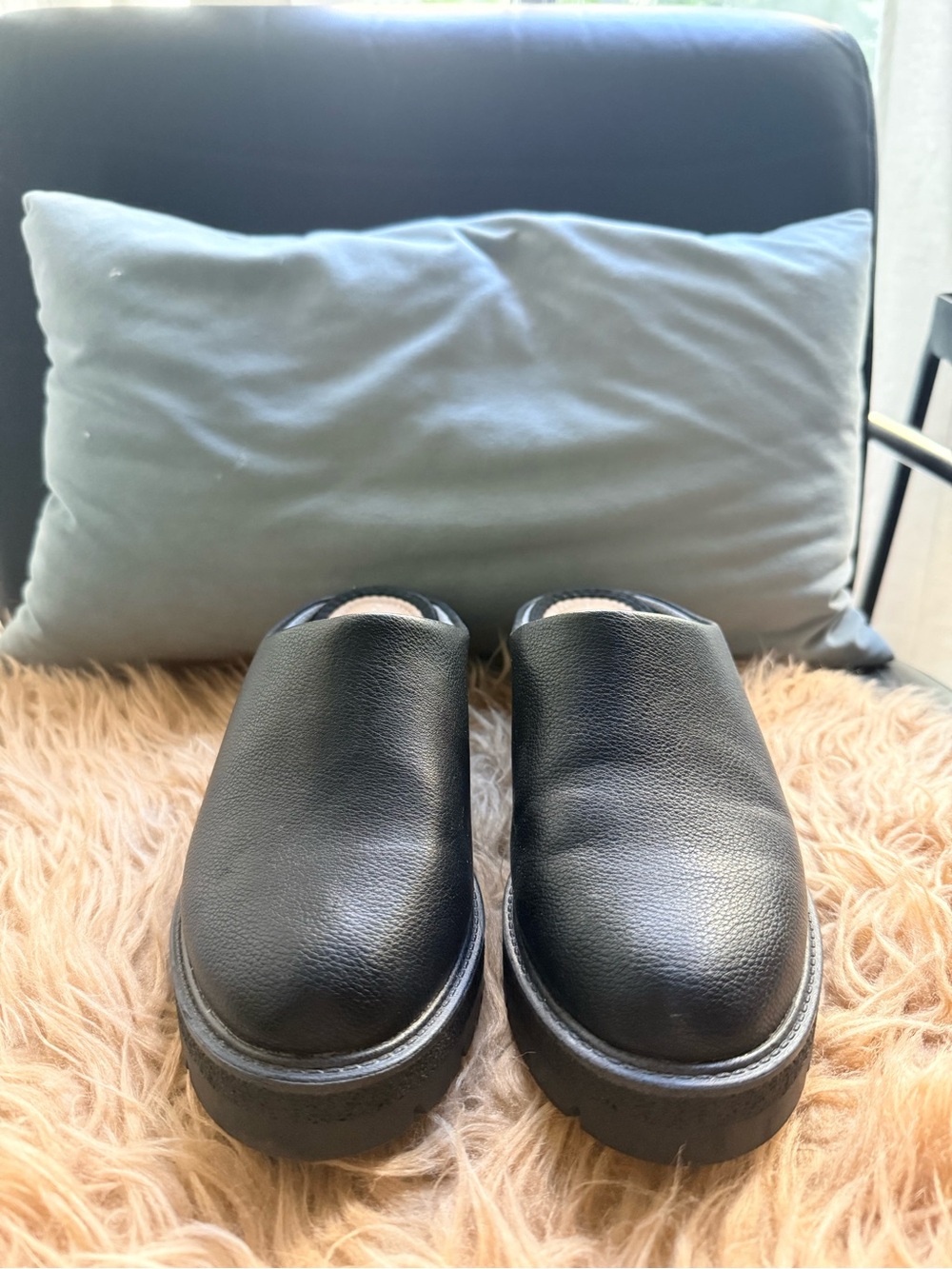 Kelly & Katie Black Leather Slip-On Clogs